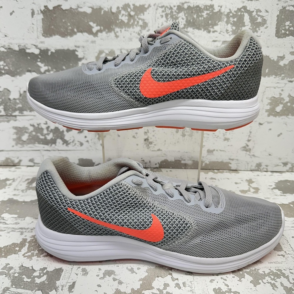 Nike Revolution 3 Running Shoes Womens Size 9 Gray‎ Orange Sneakers 819303-002